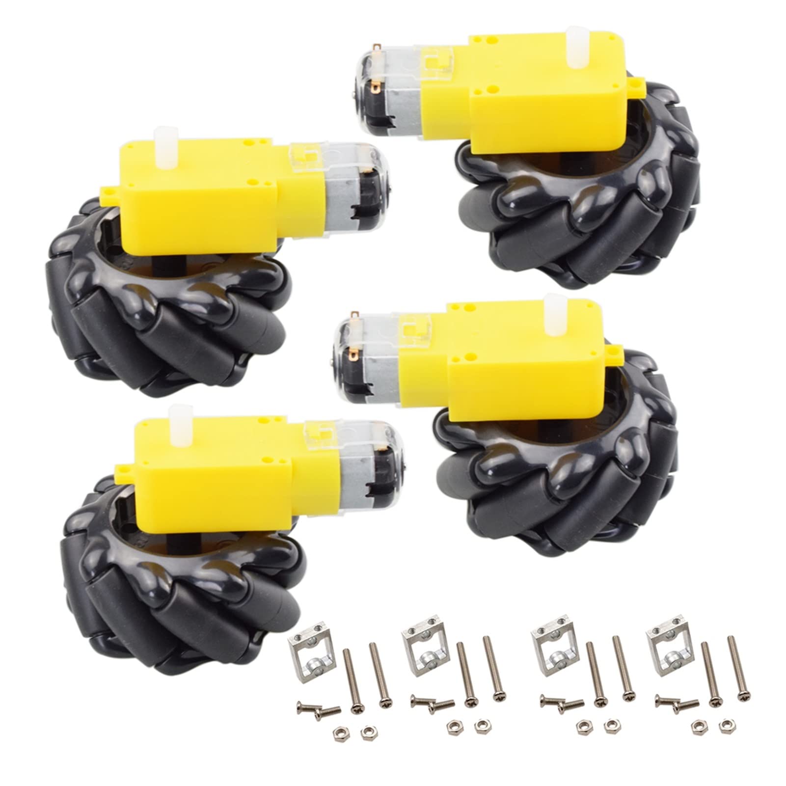 Koło robota Koło Mecanum 60mm z 4 sztuk Tt. Wspornik silnika pasuje do samochodu robotyki Arduino DIY STEM. Części zabawek (Color : Black set)