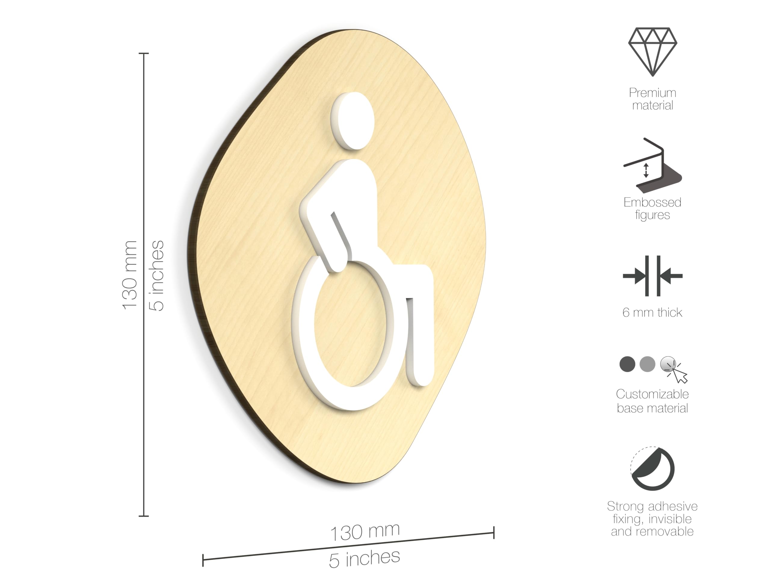 Signs - Classic, Set 3X - Targa Bagno Uomo Donna Disabili - Segnali Bagno Adesivi Toilette Uomo Donna Disabile - Cartelli Bagno Disabili - Adesivi WC Disabile (Sasso)