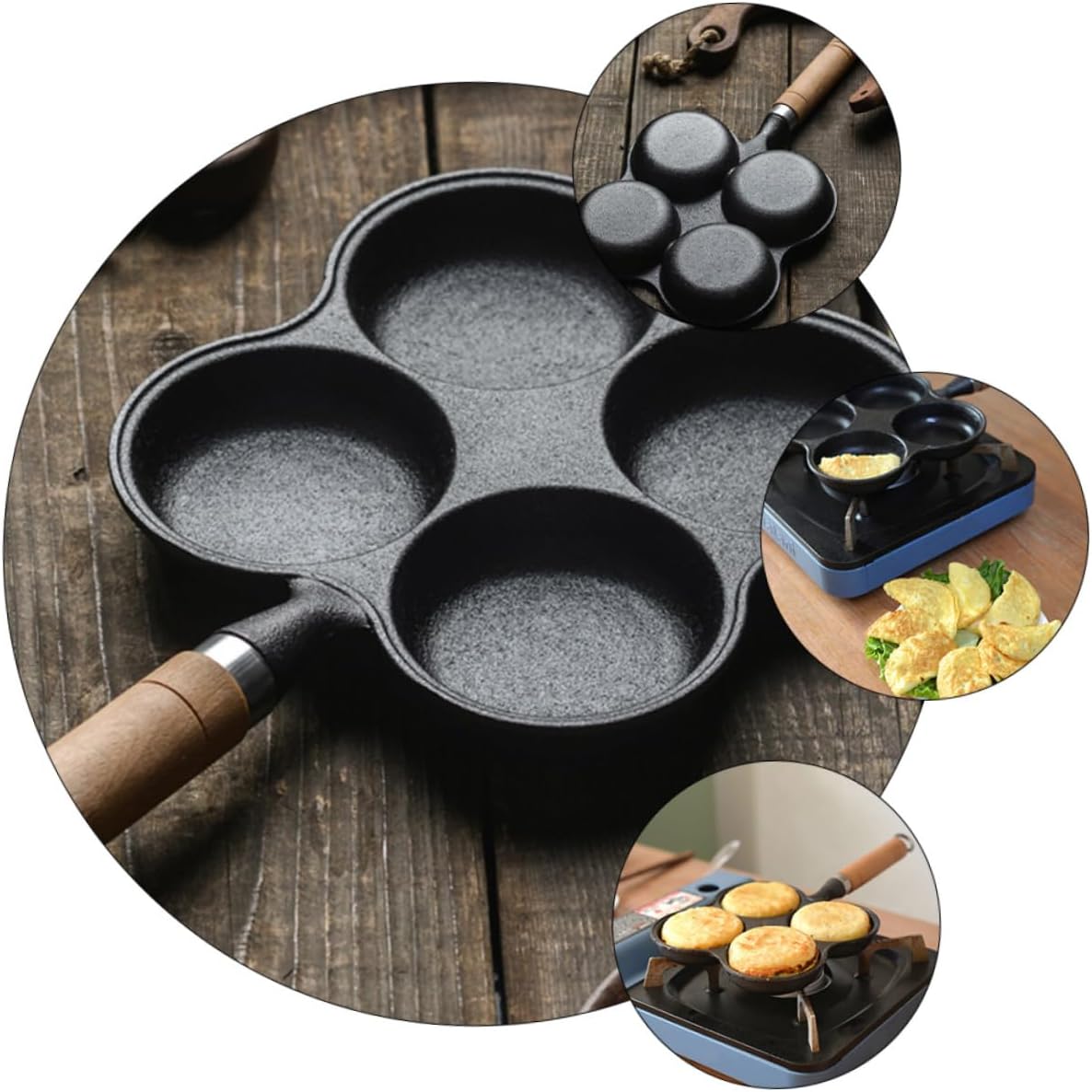 Four Hole Omelette Pan Electric Egg Fryer Non-stick Frying Pan Kitchen