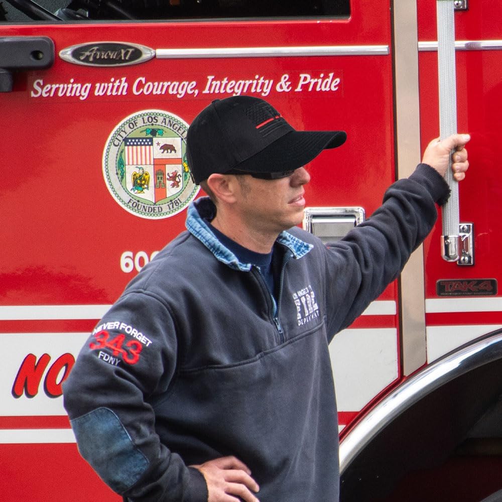 Custom Number Name Black Firefighter Hat Adult Firefighter Gifts for Men Fire Fighter Hat Adult Fireman Hat Adult Personalized Fire Department Hat Firefighting Hat Firefighter Axe USA Flag Hat - Image 4