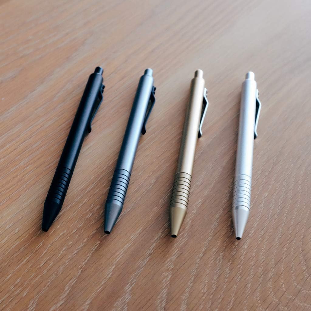 Everyman Gold Grafton Full Click Refillable 0.7mm Gel Ink Pen | Sleek Anodized Aluminum EDC Pen with Deep Grooved Grip | Smooth Writing Pocket Pen for Office, Travel, Gifting & Daily Use
