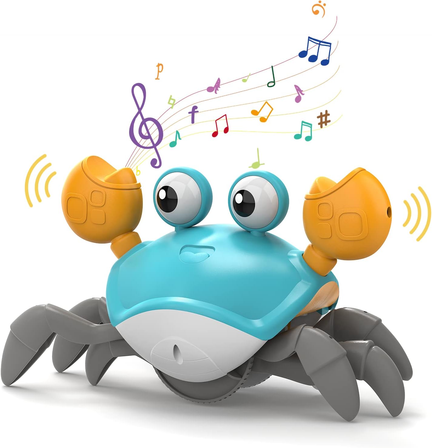 Adebena Sensing Crawling Crab, Tummy Time Baby Toys with Music Sounds & Lights, Fun Early Development Walking Dancing Crab Toy, Infant Birthday Gifts for Babies Boys Girls Toddlers, USB Rechargeable