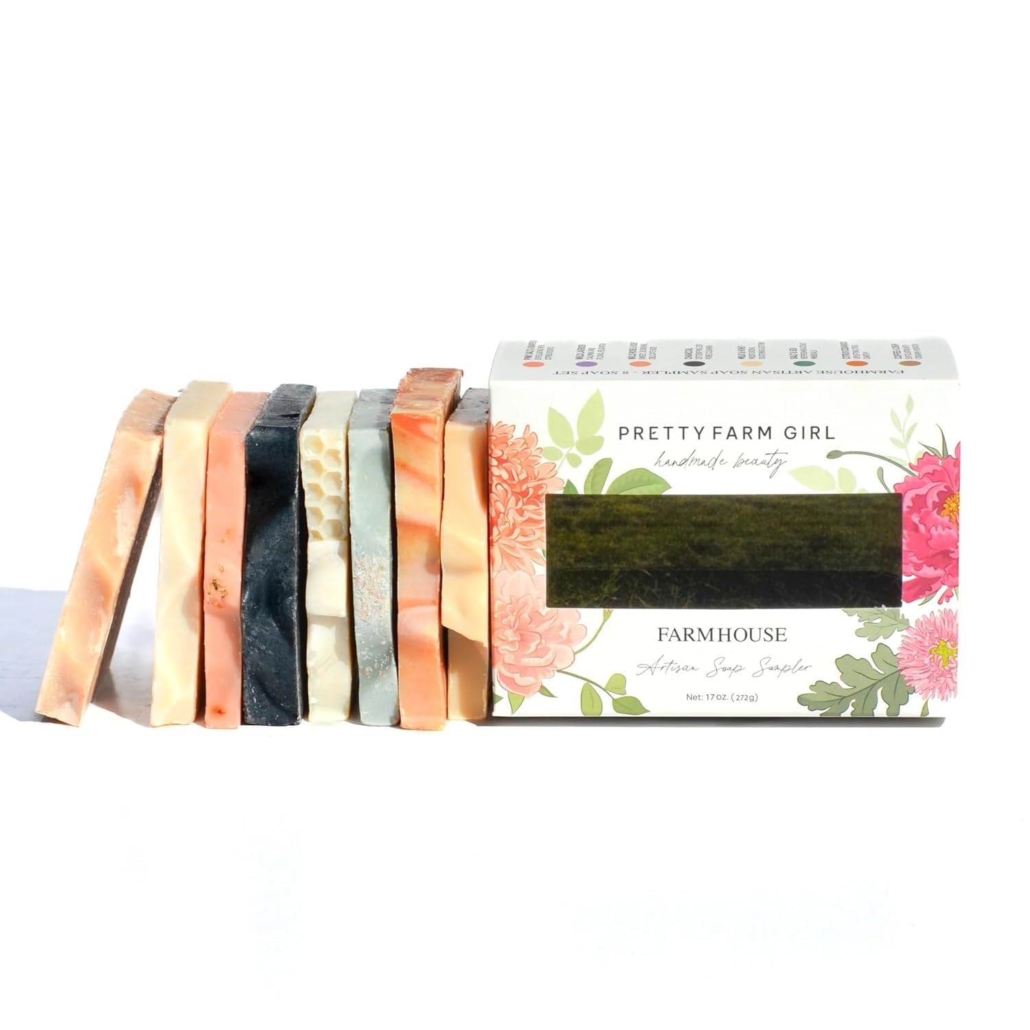 Pretty farm girl Soap Sampler Gift Kit – Set of 8 Handcrafted Bars with Honey and Kefir