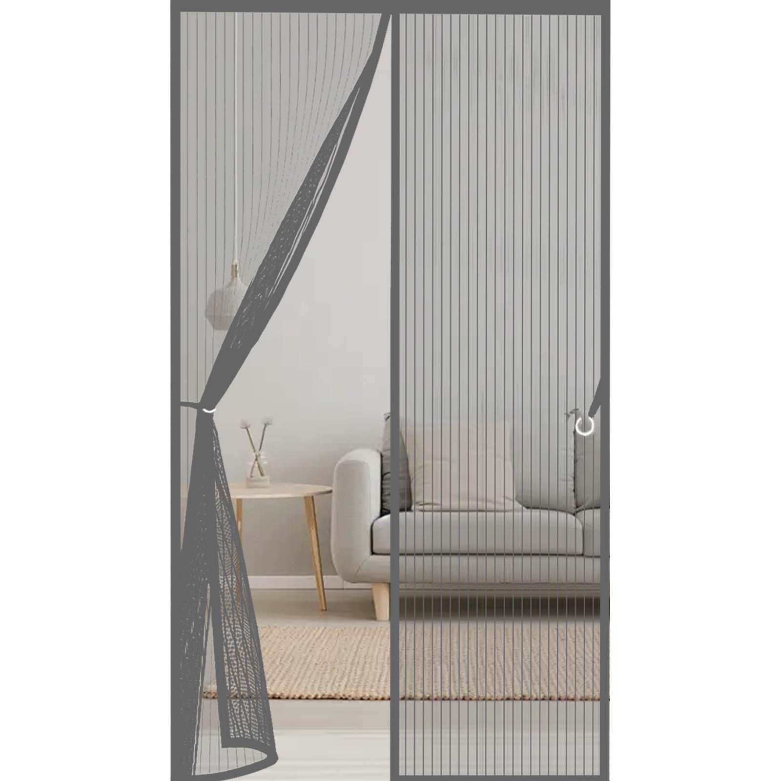 Feijdon Grey Magnetic Fly Screen Door 160 X 201 Cm Durable, Keeps Bugs Out, Kid And Pet Friendly Magnetic Door Curtains Fly Screen Hundreds Of Sizes, Lets Fresh Air In,