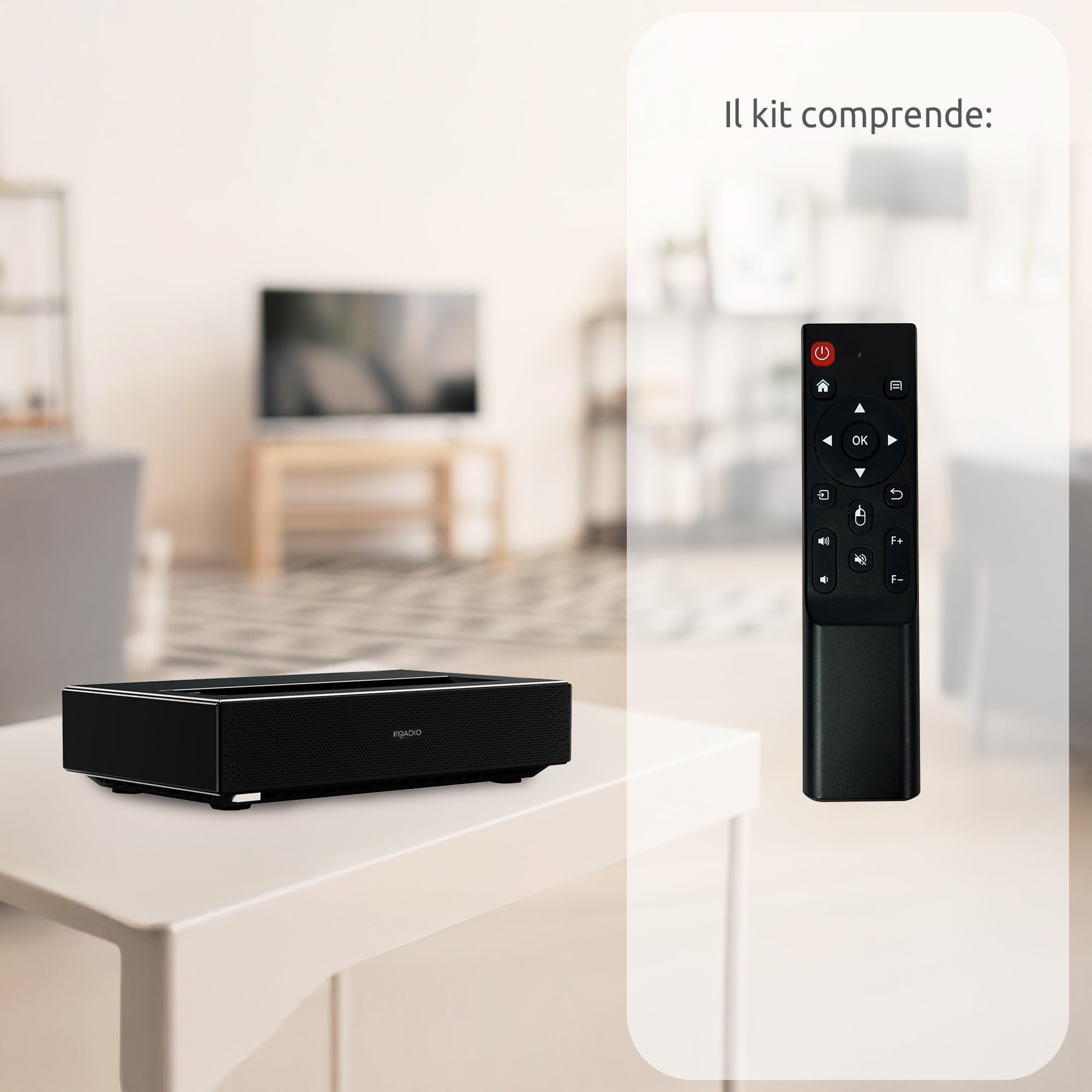 Irradio VDP-IR Laser TV 650HD - Videoproiettore Smart TV da 650 ANSI, Full HD 1080p con supporto 4K e sistema operativo Android 11 OS