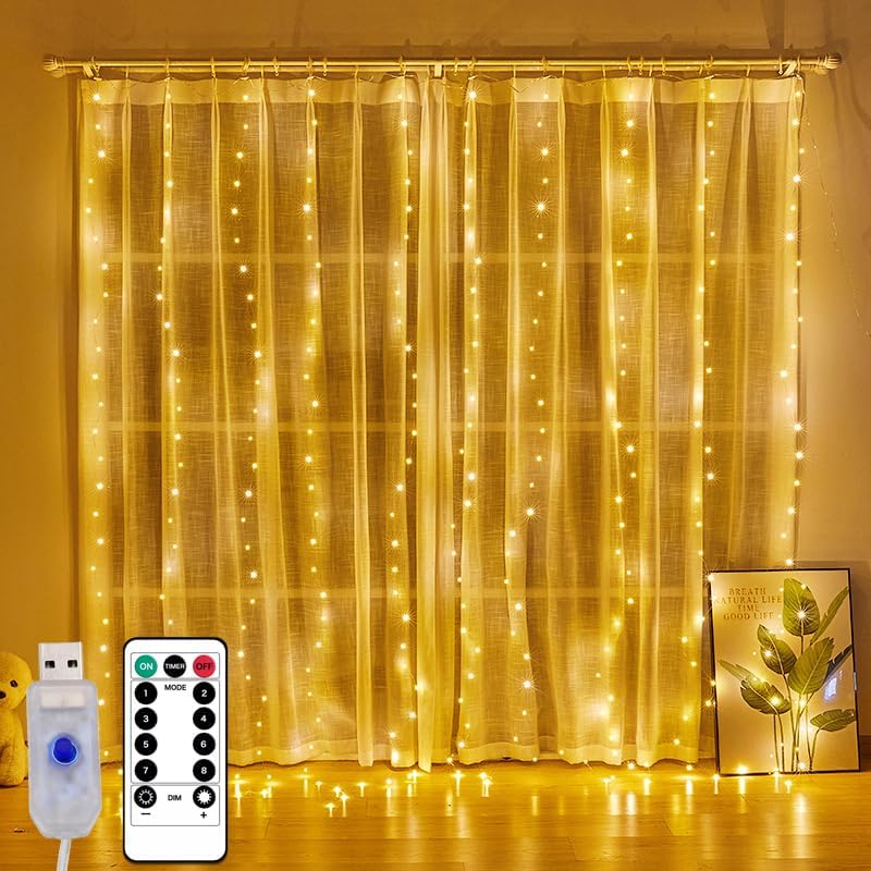 Aigostar LED-Lichtervorhang LED Eisregen Lichterkette Außen, 3M+5M