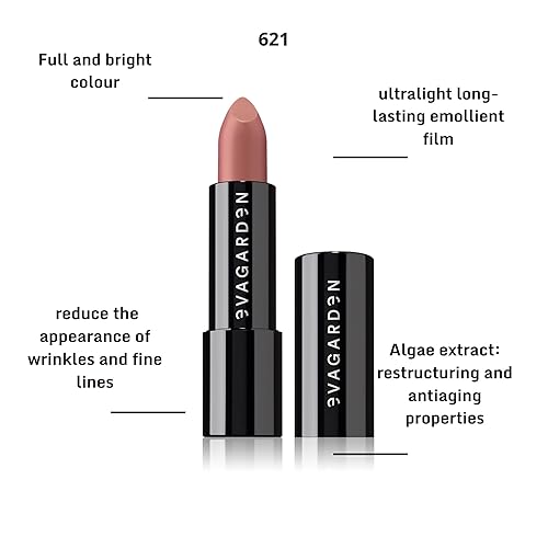 EVAGARDEN Enjoy Lipstick - 621 Baddie Pink - Makeup Lipstick for Women - Lip Care - Wakame Seaweed Extract - Long Lasting Lipstick - Make Up - 0.1 oz