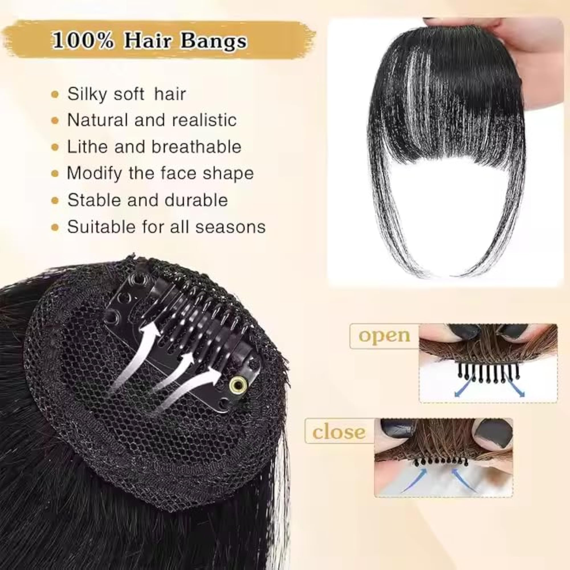 Women's Clip-In Wispy Flat Bangs Fringe Hair Extensions