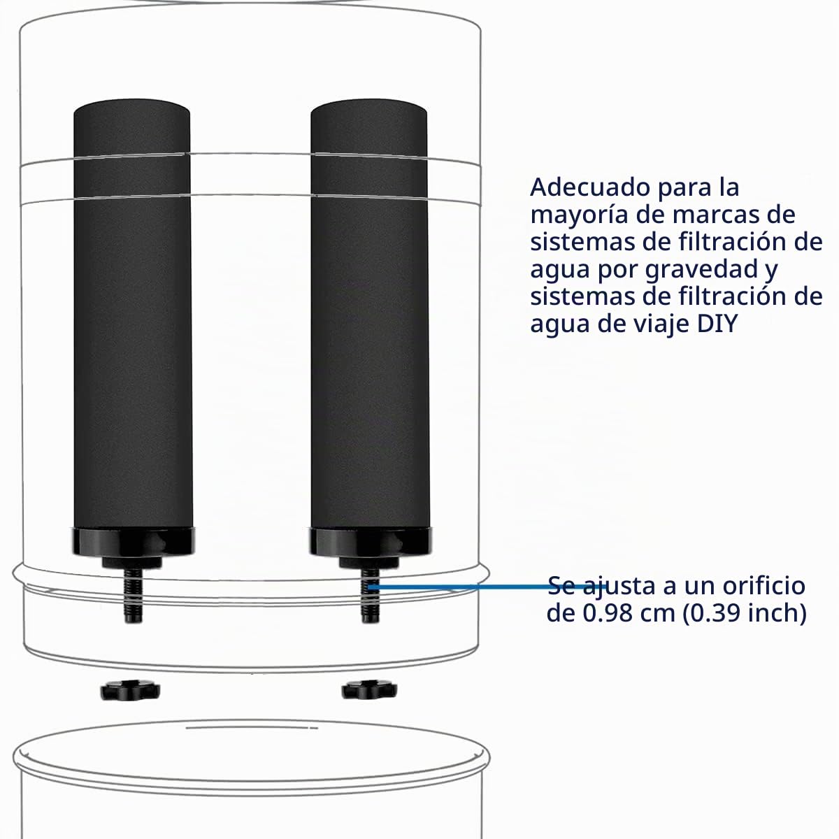 Huining 2 filtros de cartuchos de filtro de agua para filtros de gravedad de purificación de agua reemplazo de filtro de agua hogar cubo de agua sistema de filtración