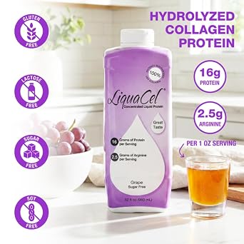LiquaCel Liquid Protein, Grape Flavor, 32 oz Bottle, 6 Ct