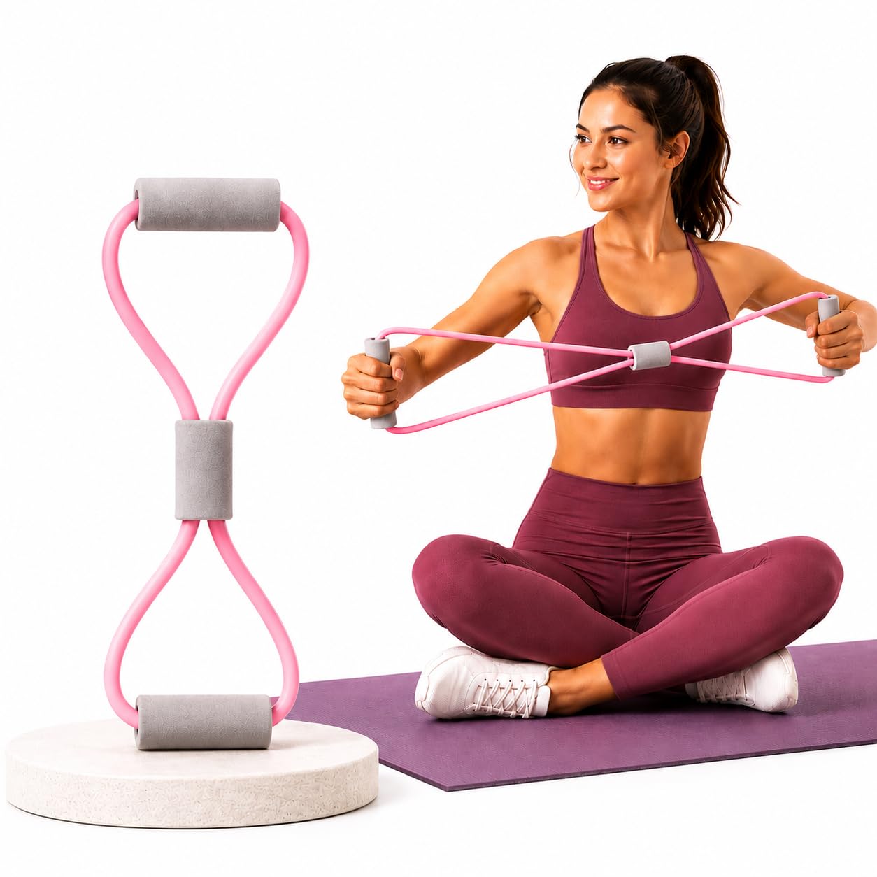 RoarCraft Figure 8 Exercise Band Chest Stretcher with Comfortable Handles - Belt Elastic Rope Back Trainer Rubber Band - Shoulder and Neck Stretching, Home Fitness Equipment(1 pcs, Random Colour)-image-41