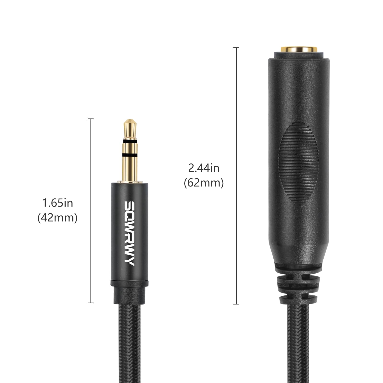 Adattatore audio stereo da 6,35 mm a 3,5 mm, cavo adattatore audio stereo da 6,35 mm femmina a maschio 3,5 mm, cavo in nylon intrecciato da 30 cm per cuffie, chitarra, amplificatore
