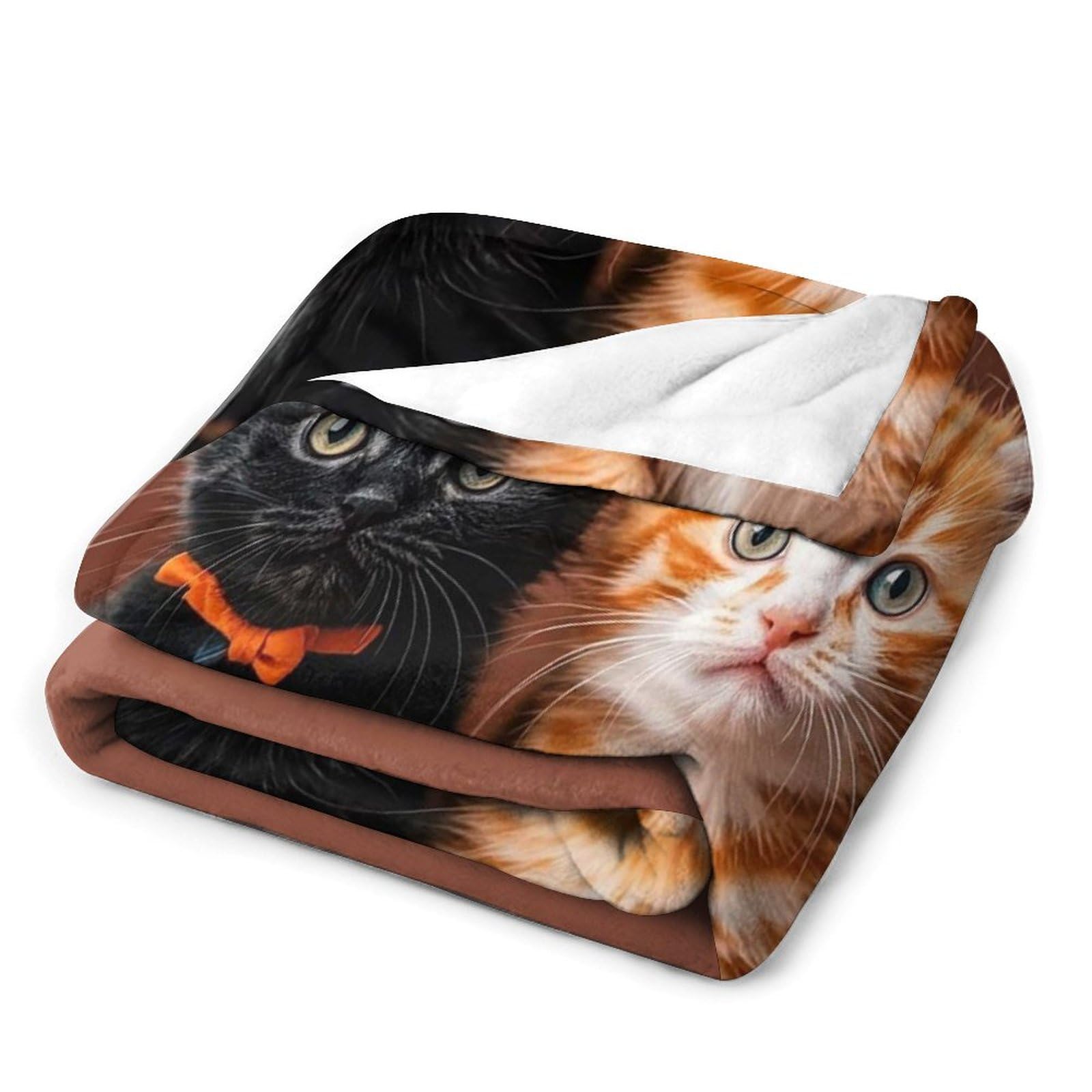 Couverture pelucheuse haut de gamme, plaid motif chaton 150x200 cm