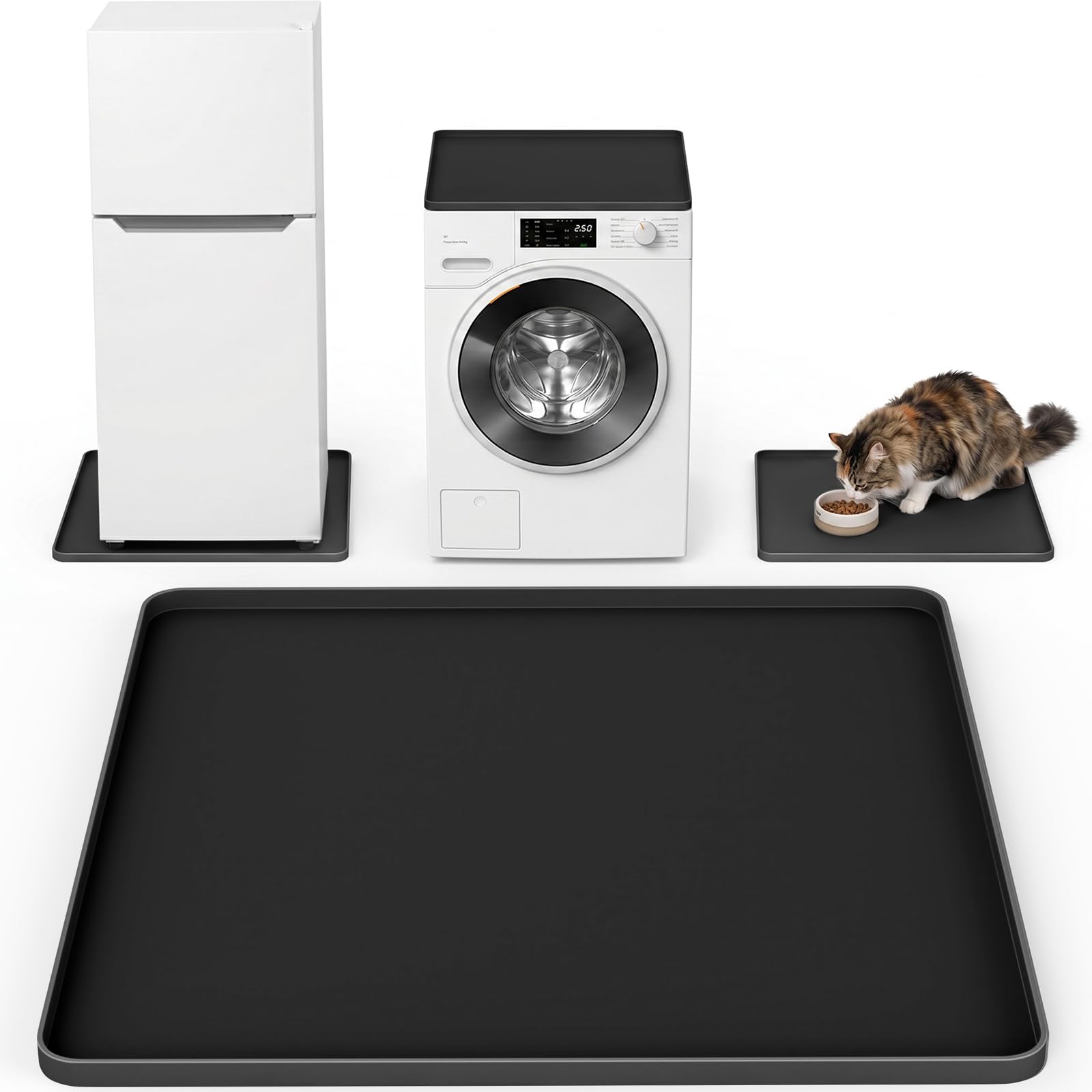 NAMTSO Mini Fridge Silicone Mat, 24"x24" Floor Protector Drip Tray, Black