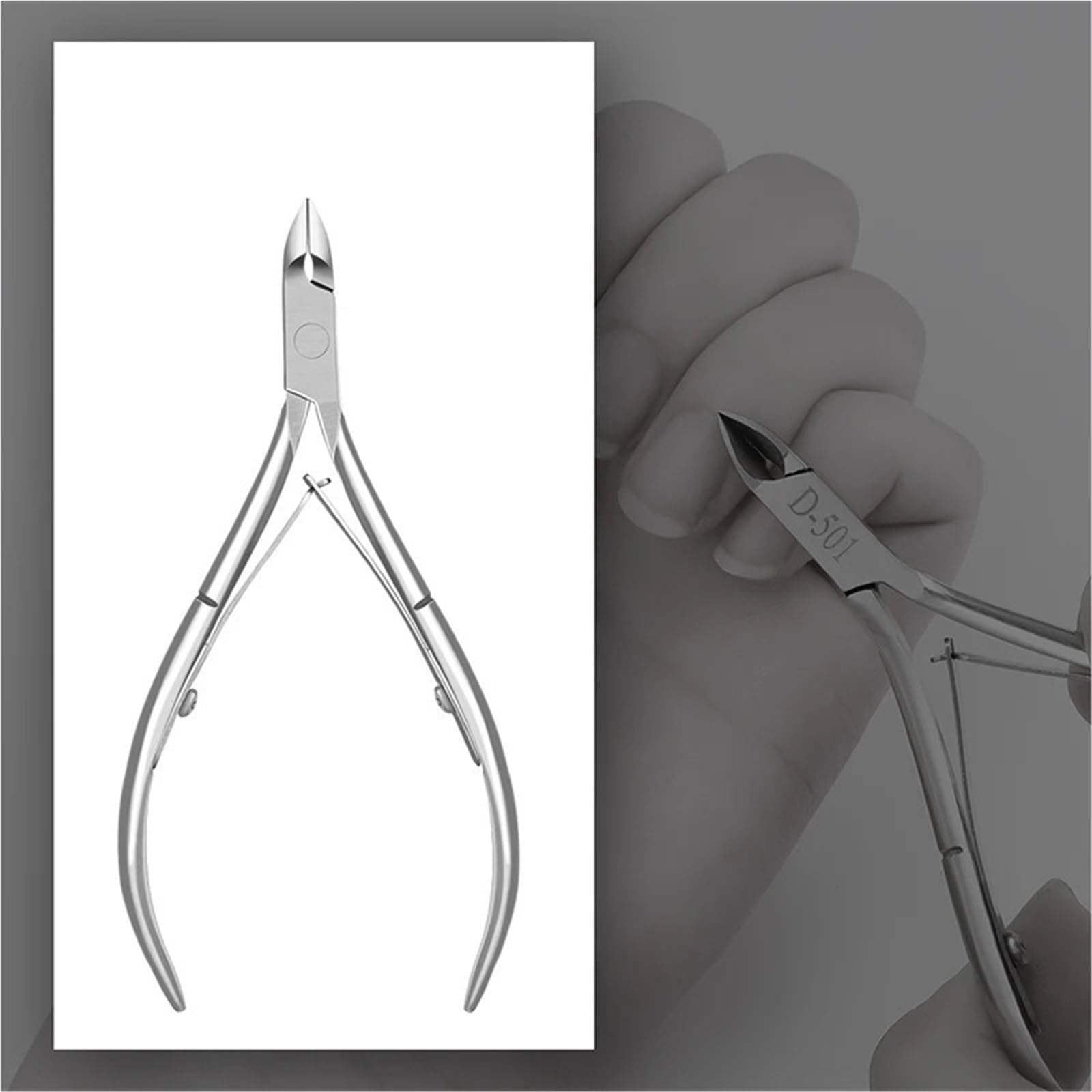 Corta cuticulas Pinza for cutículas de uñas de los pies, cortaúñas de acero inoxidable, tijeras, alicates, herramientas de manicura para Manicura(Silver-1pcs-1)