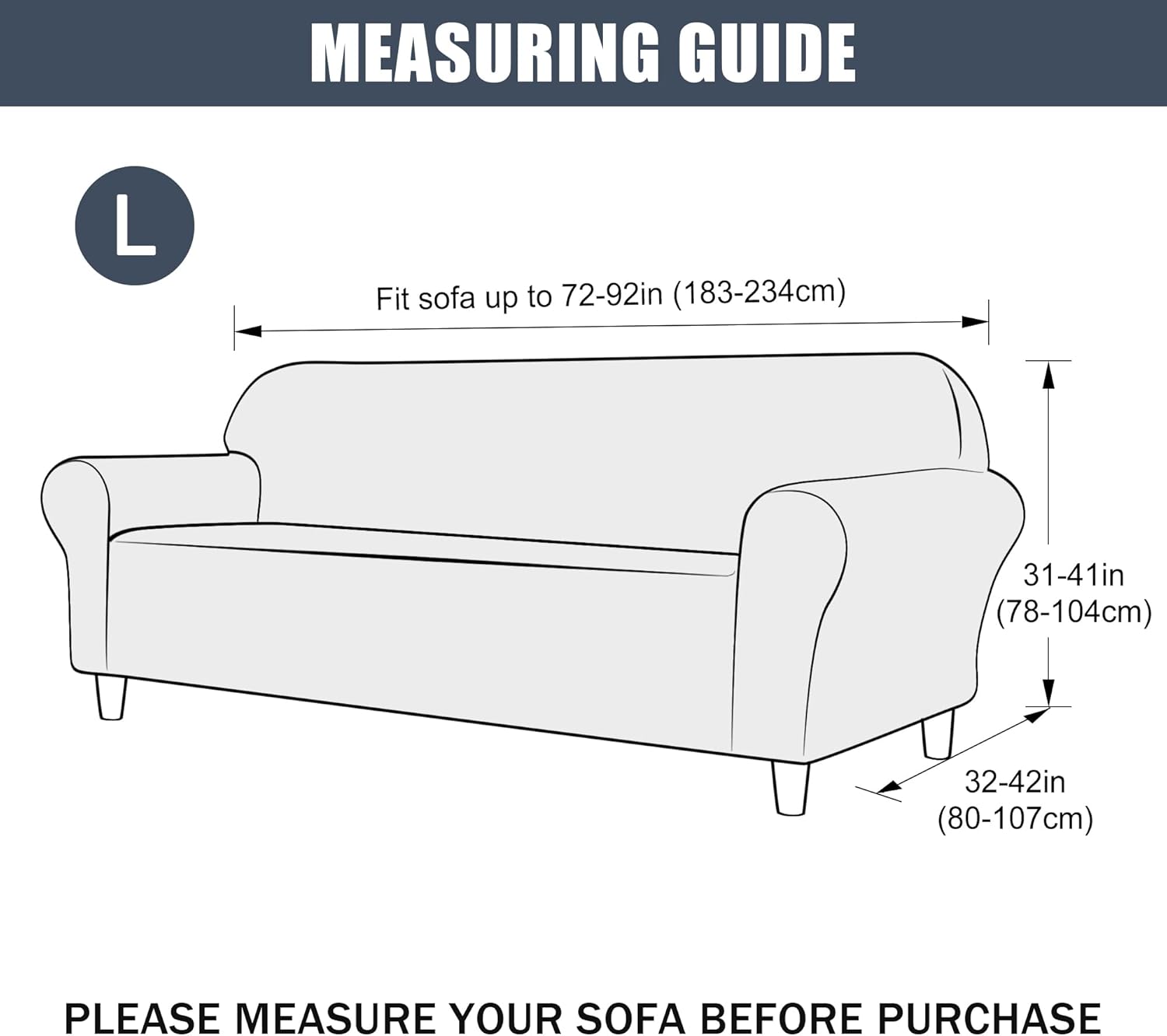 CONRUSER Stretch Sofa Slipcover, Soft Thick Velvet Couch Sofa Cover Furniture Protector with Elastic Bottom for Pets & Kids (Gold, L)