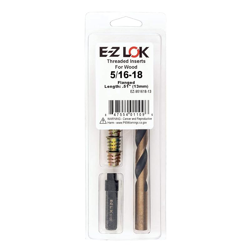 Kit de Reparo de Rosca E-Z LOK E-Z Hex com Inserto Flangeado 5/16-18 x 13 mm para Madeira Macia