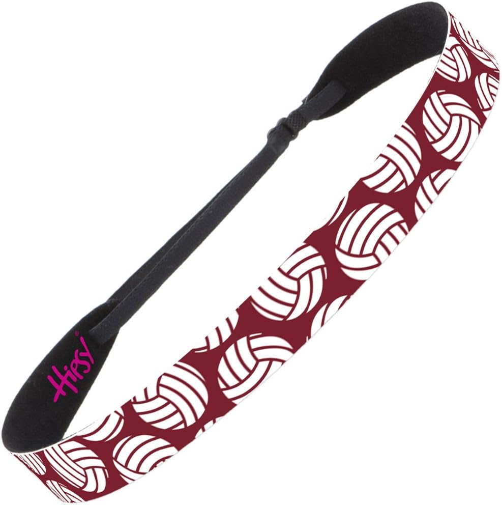 Hipsy Adjustable NO Slip Maroon Burgundy Volleyball Headbands for Women & Girls
