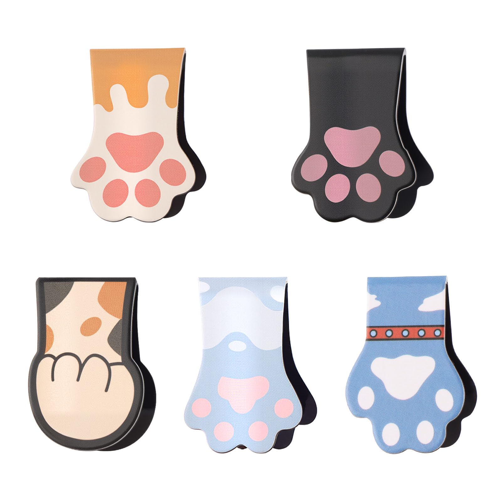 Coptiner 5pcs Cat Claw Magnetic Bookmarks,Waterproof Invisible Page Markers,Cartoon Cute Bookmark Clip for Students,Teachers,Book Lovers,Office & Home Reading Supplies