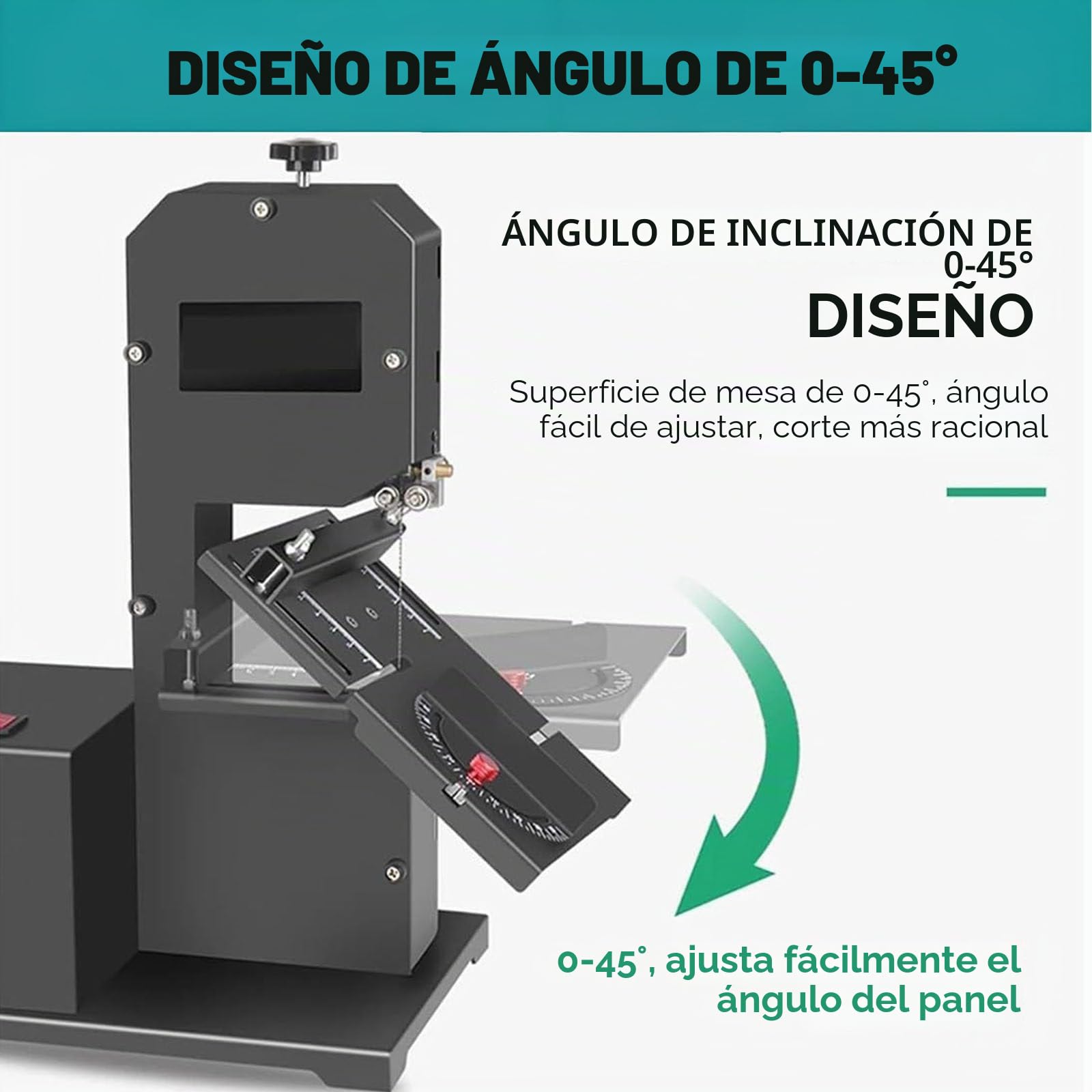 PixCy Sierra De Cinta Profesional para Carpintería,800 W, 230 V, 70 Mm Profundidad De Corte Y 90 Mm Ancho De Corte,Motor De Cobre,Base Metálica + Corte Angular (0-45°)