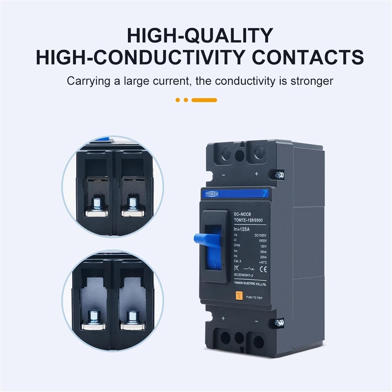 2P DC 1000V DC Solar Molded Case Circuit Breaker MCCB Overload Protection Switch Protector for Solar Photovoltaic PV(100A)