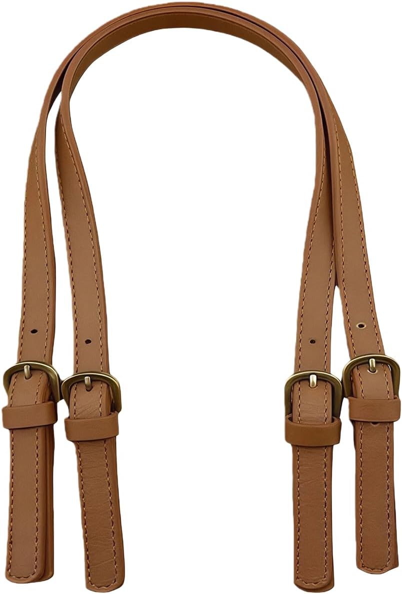 2 Pcs PU Leather Handbag Straps Adjustable Replacement Shoulder Crossbody Purse Straps with Metal Buckle Detachable Bag Handle