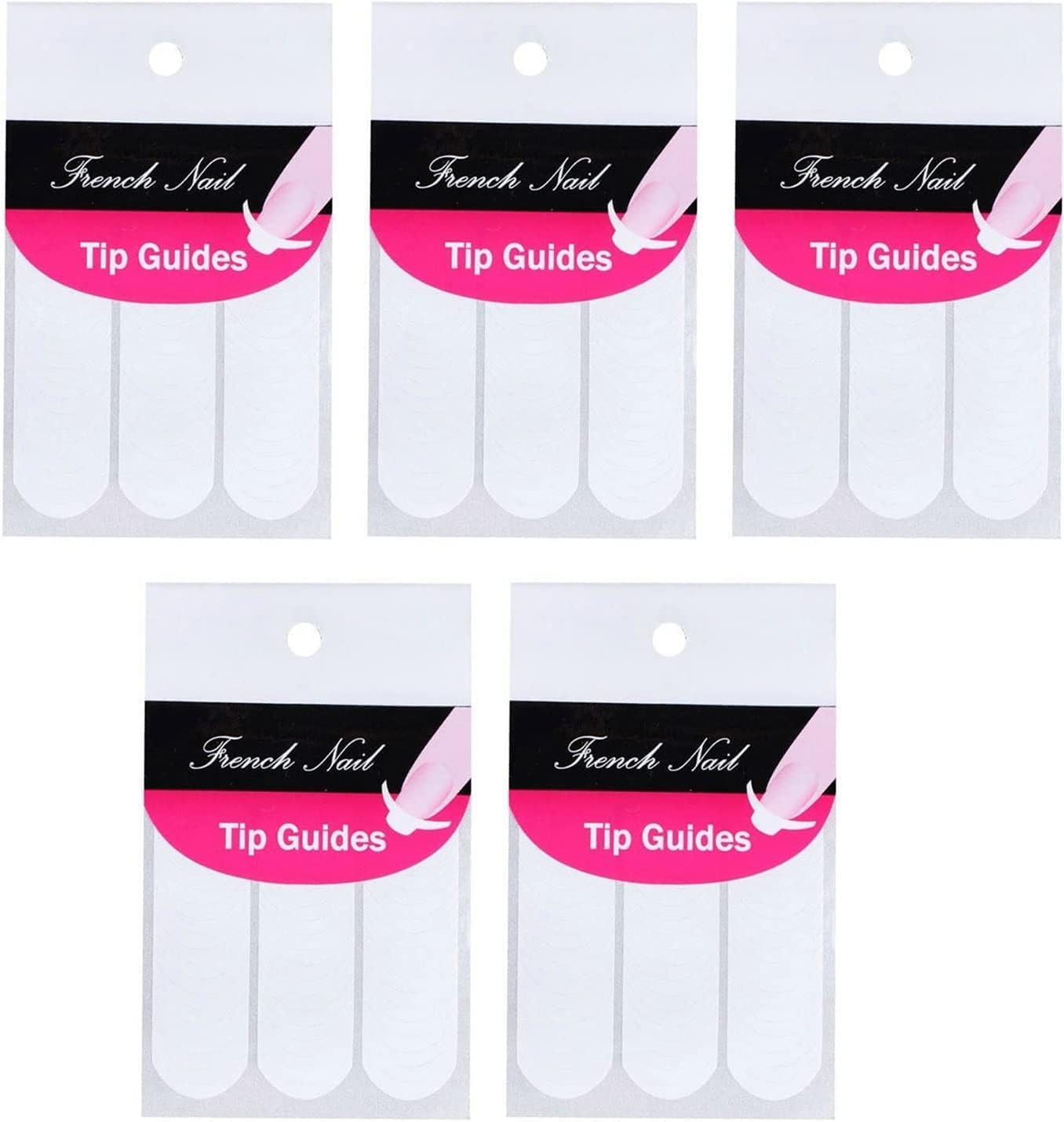 5 Sheets 240Pcs French Manicure Nail Art Stickers Strips, Guide Stickers Moon Shape Design Self-Adhesive Nail Sticker Tips for Manicure Decoration DIY Tools, Nail Stamp