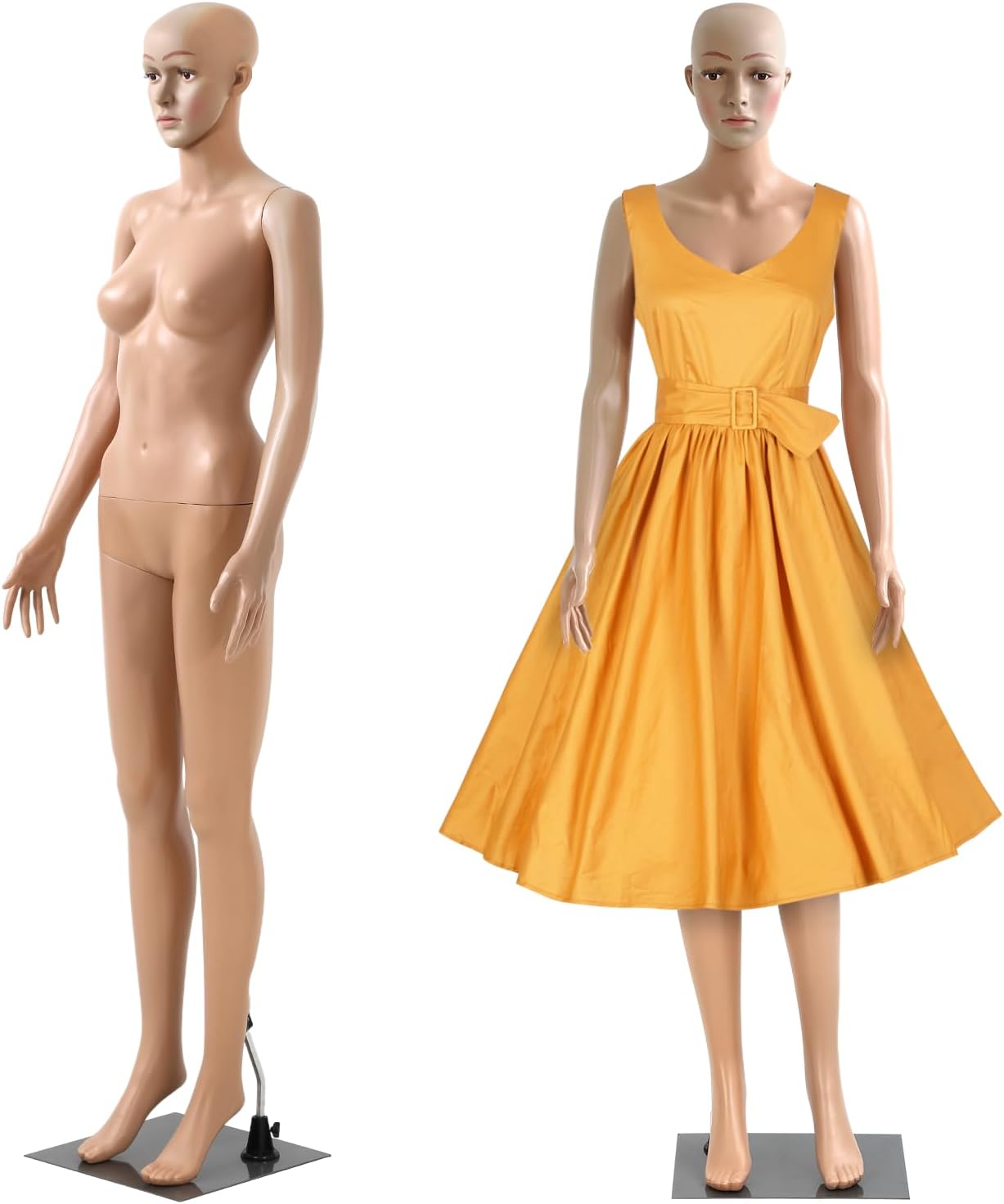 69in Adjustable Female Mannequin Detachable Stand and Roatable Head and Arms Mannequin for Clothing Coordination Metal Base for Sewing Display Outfit Coordination Assisatant