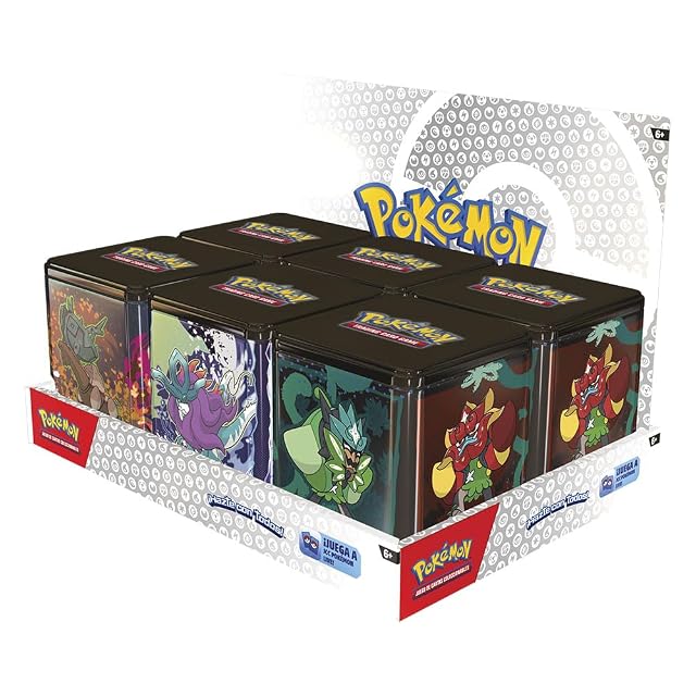 BANDAI Pokémon, TCG, Stacking Tins (Q1 2025), Colecciona y Juega con Tus Cartas favoritas, PC10211