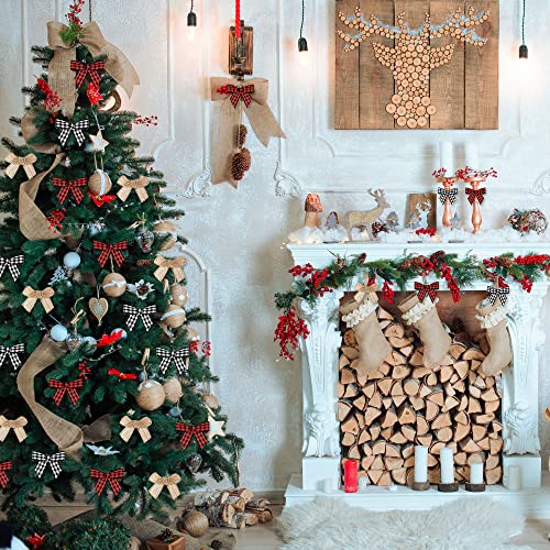 Joicee 120Pcs Christmas Mini Burlap Bow Buffalo Plaid Bow For Craft thumb #5