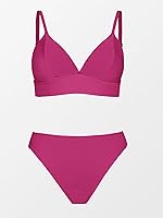 Vista 5 de CUPSHE - Conjunto de traje de baño de dos piezas, bikini sexy, unicolor, con forma triangular, para mujer
