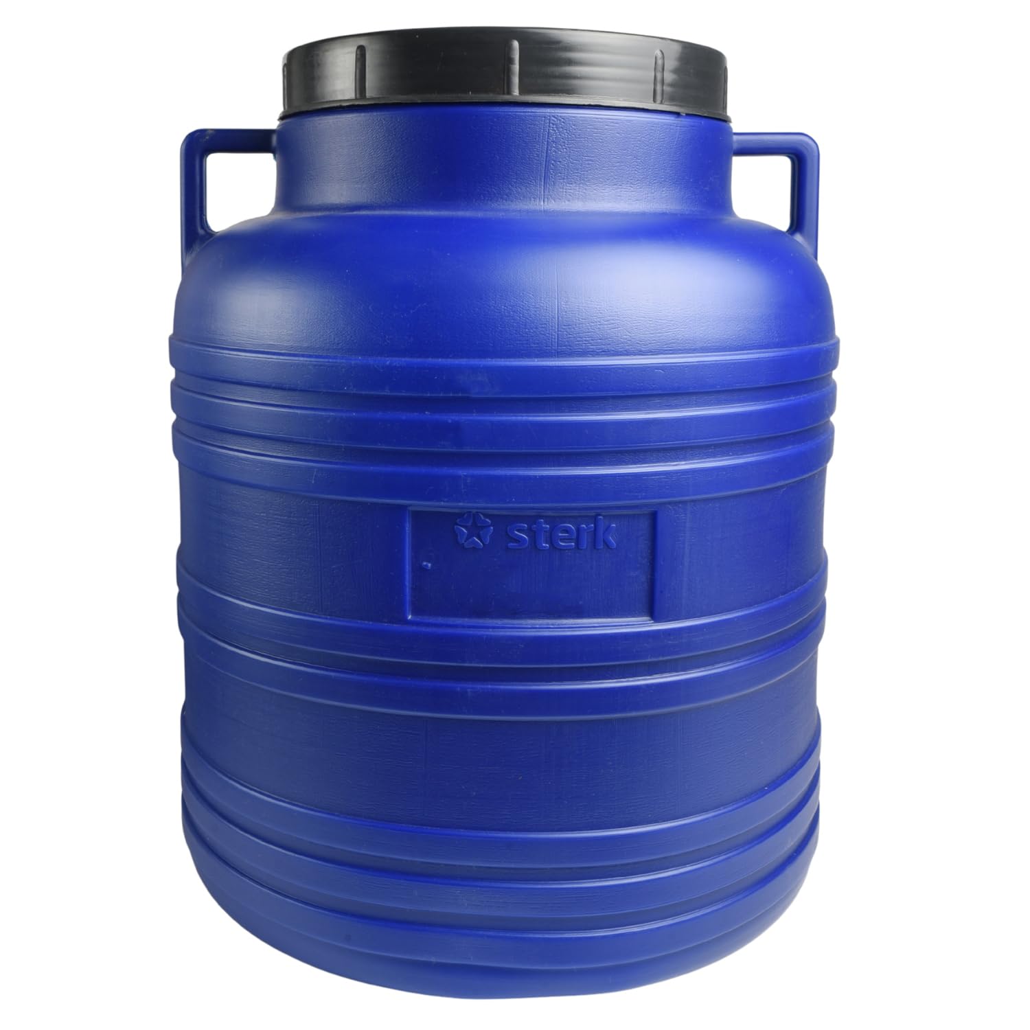 B2c White / Blue Food-Safe Plastic Barrels With Screw-On Lid – Durable Storage Drum For Fermentation, Water, And Food, Lightweight With Handles (60L Round Low Barrel Blue)