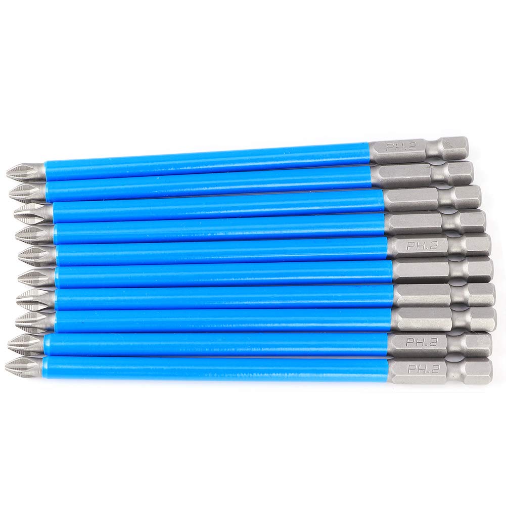 Juego de Puntas de Destornillador, Brocas de Cabeza Phillips, Brocas de Cruz magnéticas Resistentes, 10 Piezas, Antideslizantes, de Acero de aleación S2, para Destornilladores eléctricos manuales