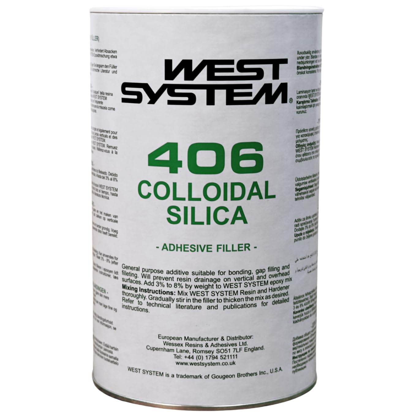 WEST SYSTEM 406 Colloidal Silica Filler 60g - Thickens Epoxy for Wood, Marine & Fibreglass Repair - Waterproof, Multi Purpose Adhesive Powder for 2 Part Epoxy - for Interior & Exterior Use