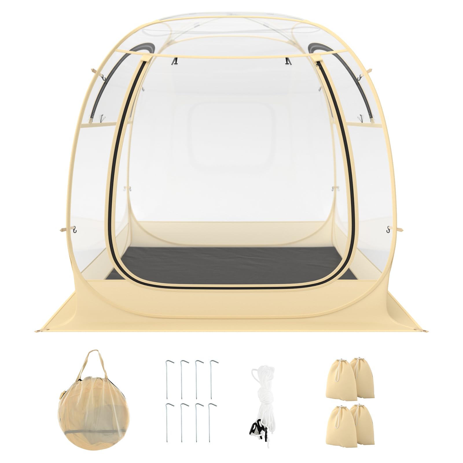 COSTWAY Pop up Bubble Tent, All Weather Sport Shelter Screen House with Carrying Bag, Foldable Instant Camping Tent Canopy Shelter for Sporting Events, Parades and Fishing (Clear, 183 x 183 x 165cm)