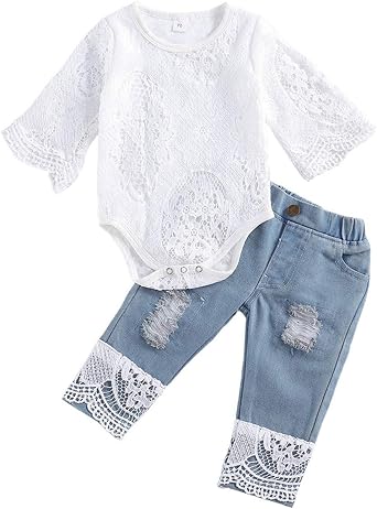 Amazon.com: Mameluco de algodón de manga larga para bebé recién nacido,  diseño de flores, color blanco, para otoño e invierno, Lanzador de encaje  blanco + pantalones, 6-12 meses : Ropa, Zapatos y Joyería