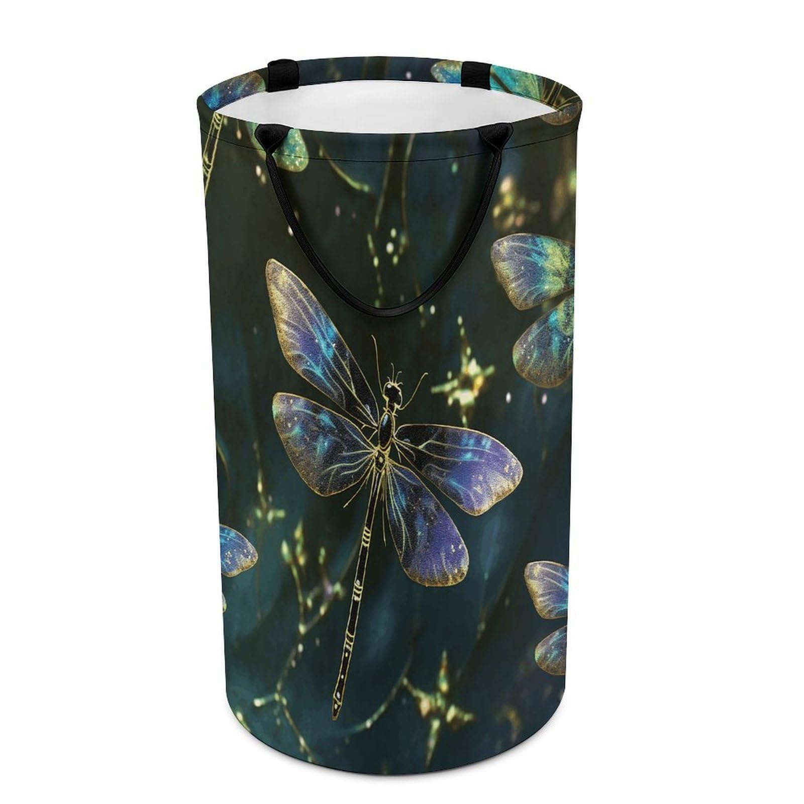 Dragonfly Laundry Basket Large Foldable Laundry Hamper with Handles Freestanding Collapsible Clothes Basket Waterproof Portable Dirty Clothes Hamper for Bathroom 86L