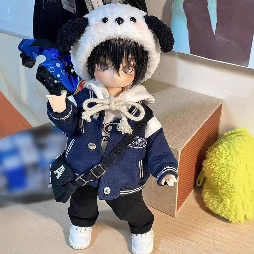 niannyyhouse BJD Doll Clothes for 1/4 1/6 Ball Jointed Dolls, School Baseball Uniform Set, Action Figure Dress Up Accessories (Blue, 1/6BJD-Girl)
