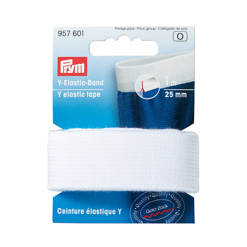 Prym White - Double Edge (25Mm, 1M) Elastic Tape - 1 Unit