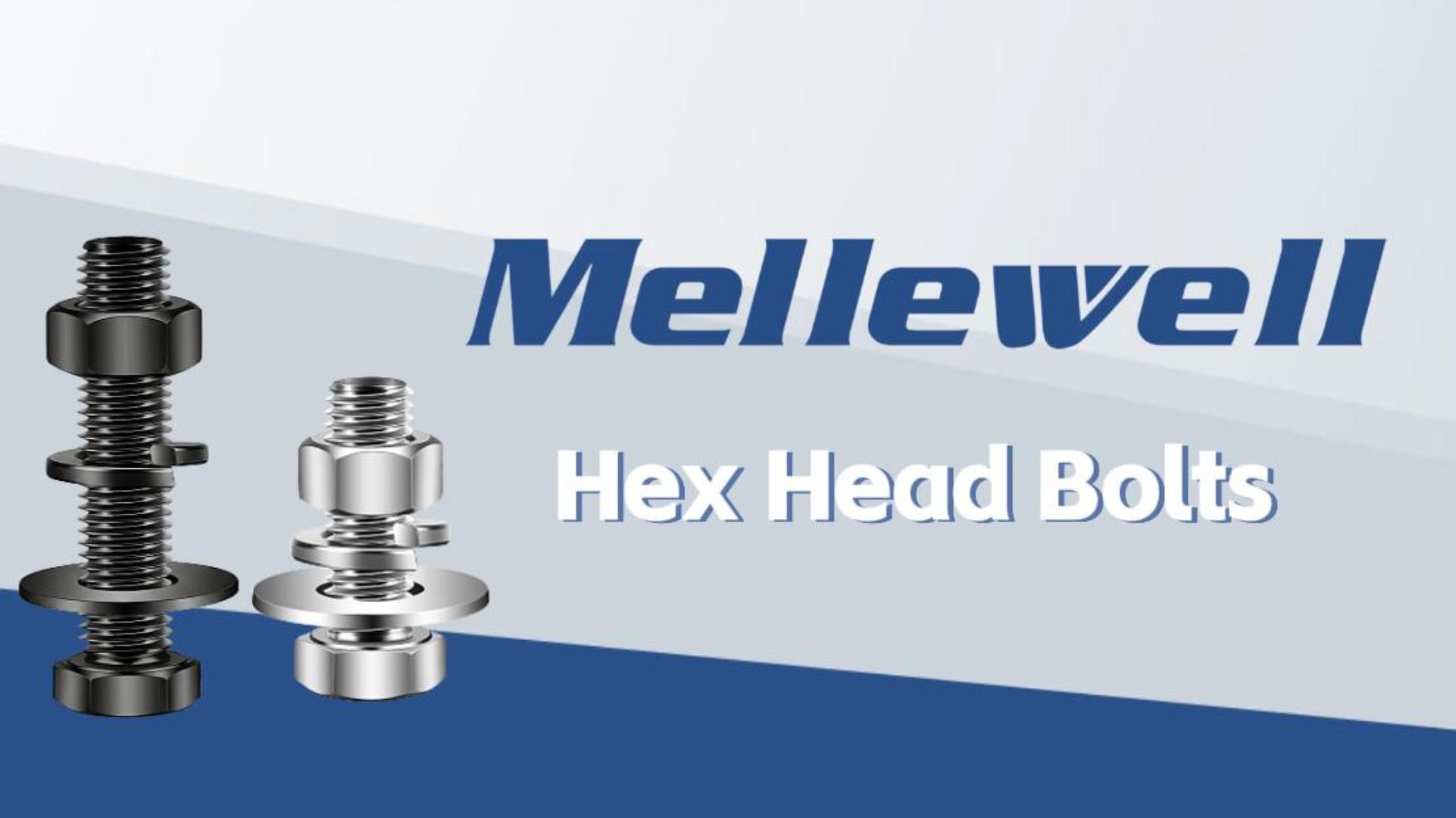Image of Mellewell 5 /16-18 x 3-1 /4 inch Hex Head Bolts with Hex Nuts and Thick Flat & Lock Washers, Fully Threaded, Stainless Steel 18-8, Plain Finish, 8 Sets