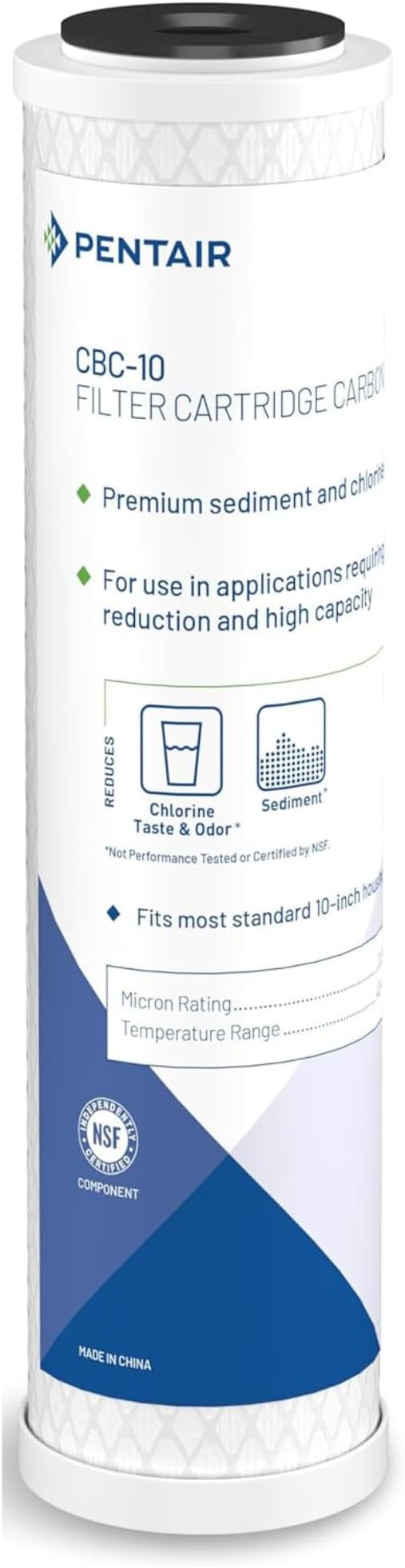 Pentek CBC-10 Carbon Block Filter Cartridge, 9-3/4" x 2-7/8", 0.5 Micron by Pentek