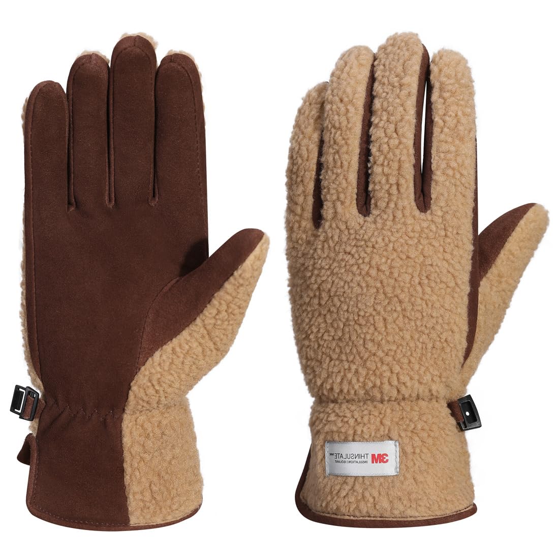 Guantes de invierno de cuero de piel de oveja gamuza para mujeres SL021EU