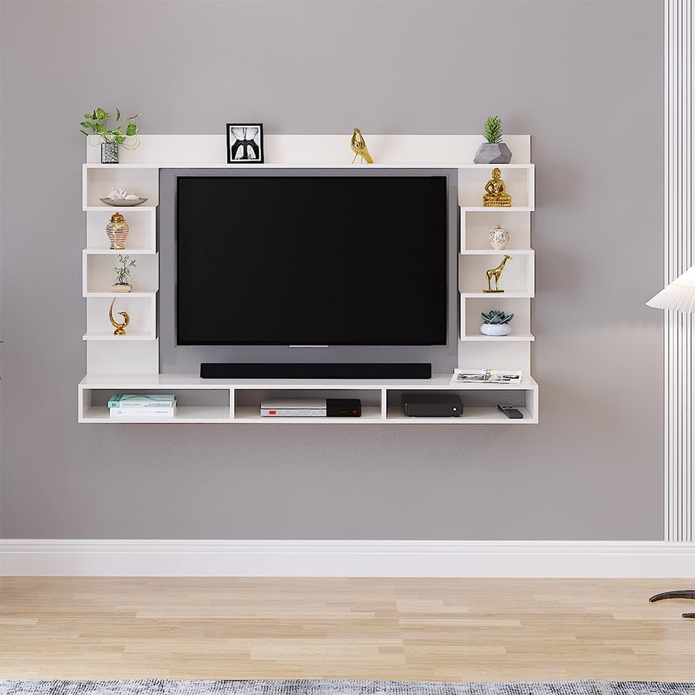 FURNEASER Cabiar Engineered Wood Wall Mount TV Unit/Set Top Box Stand with Display Shelves/Modern Tv Rack/Cabinet (White Finish) for 42 & 43 inch TV (B0CSP8BQ97) Amazon Price History, Amazon Price Tracker