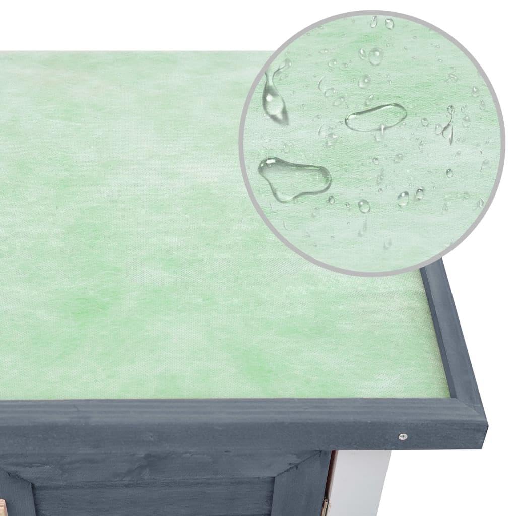 Kaninchenstall für den Außenbereich, 4 Türen, 90 x 45 x 90 cm, Grau, Holz, 02_0000592