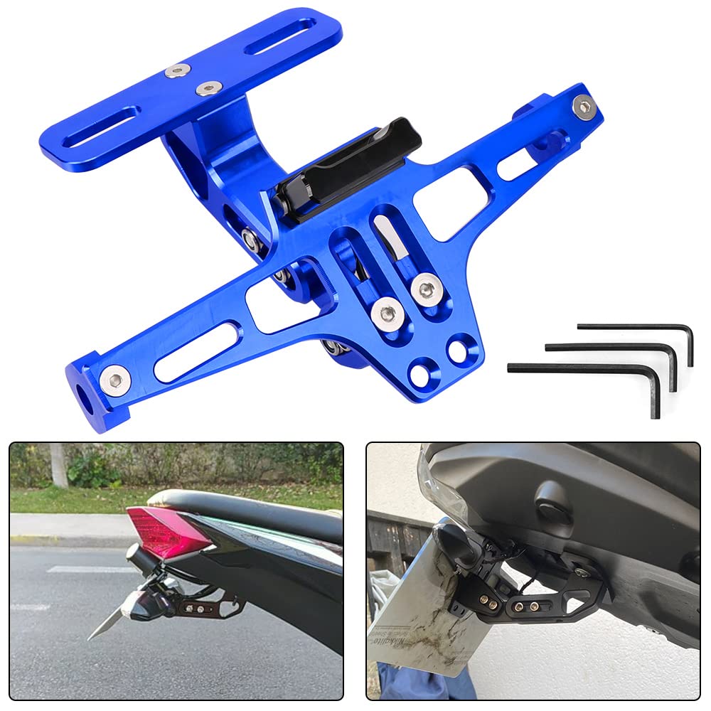 Support De Plaque D'immatriculation Nawenson Universel Pour Moto - Aluminium Réglable Avec éclairage LED Intégré