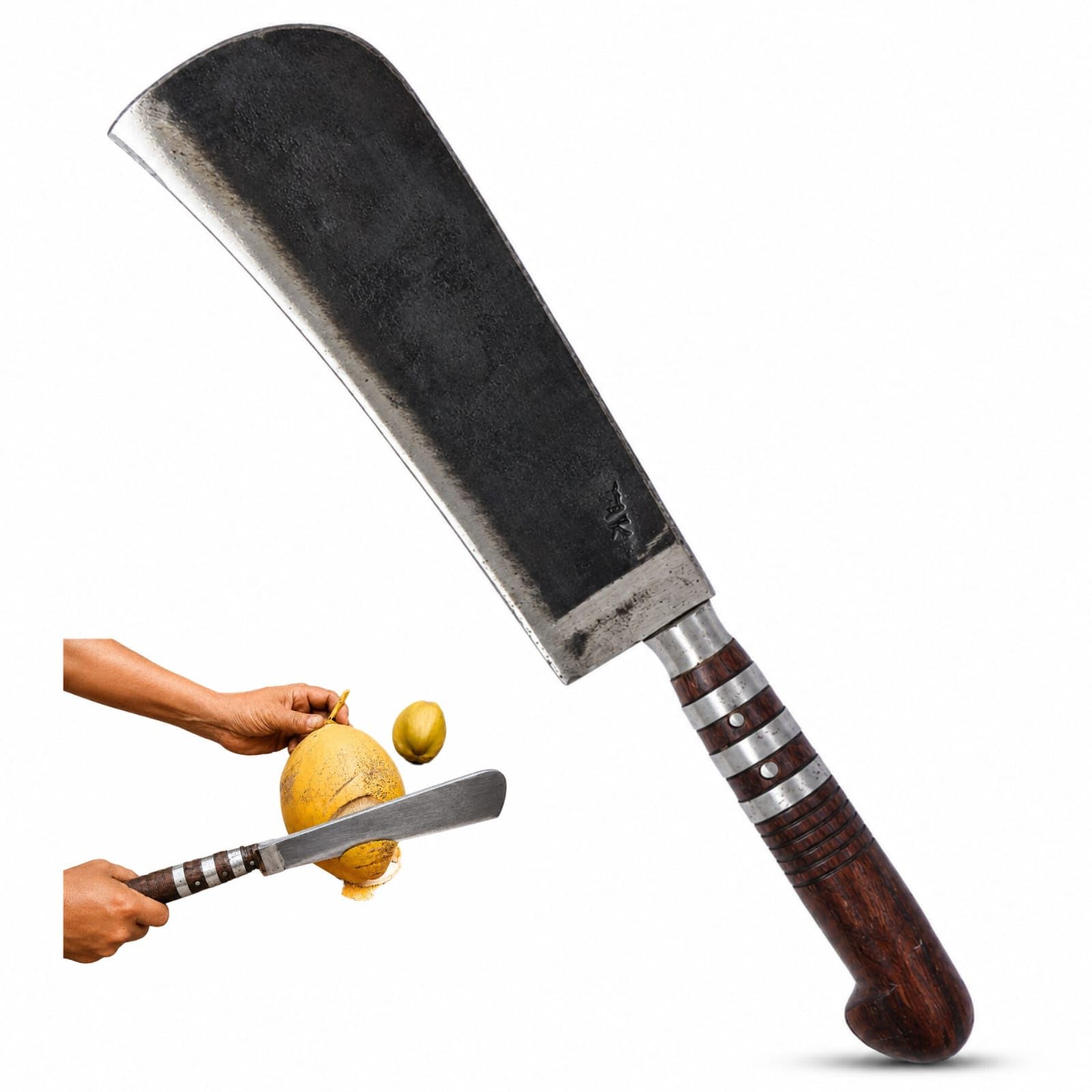 Coconut Cutter Pro | Nariyal Thengai Kobbari Tool | Heavy Duty Tender Coconut Opener | Sharp Blade | Wooden Handle | Kitchen Outdoor Use-image-37
