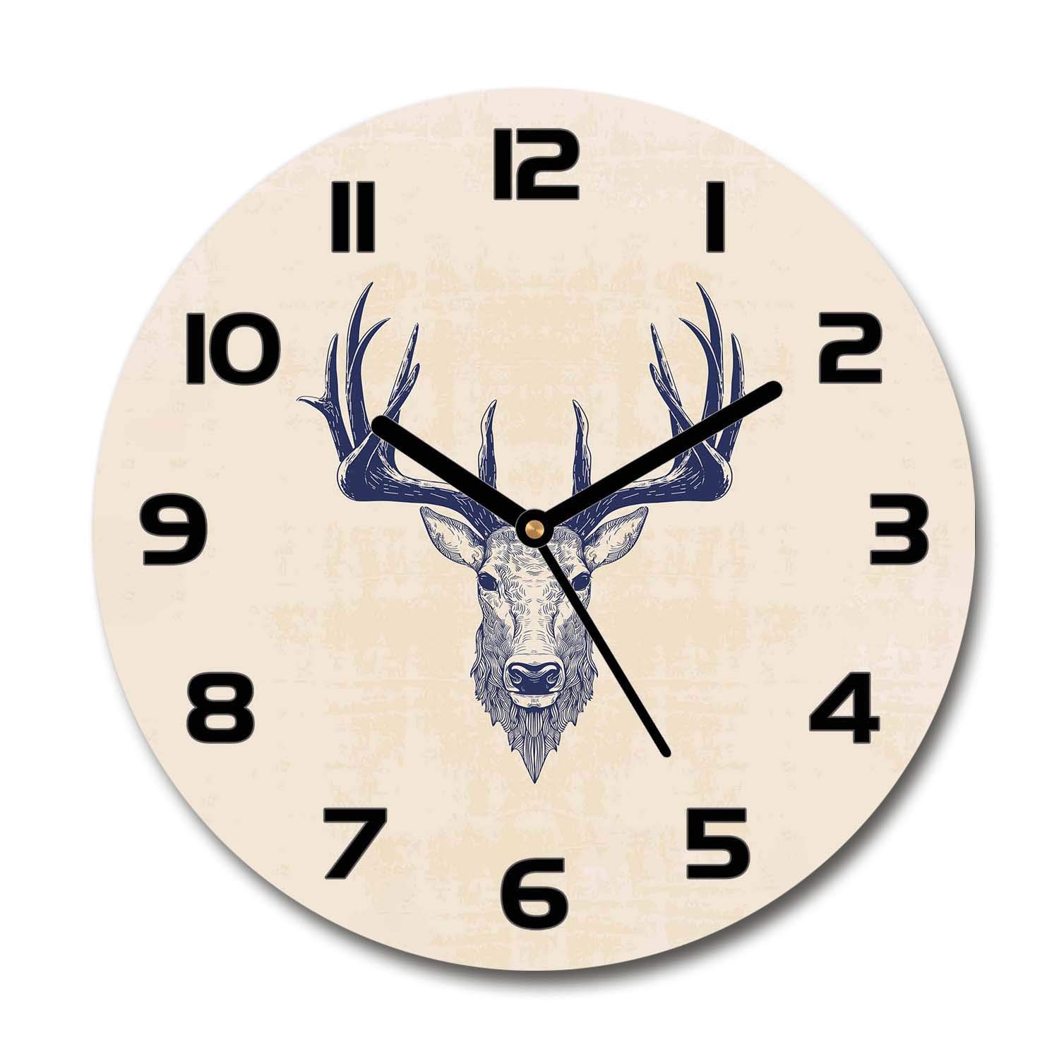 Horloge en Verre 60x60cm Silencieuse Sur Pied Cerf Design Tulup