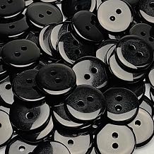 100pcs 5/8"15mm Black Resin Button Solid Color 2Holes Craft Clothes Sewing Cards Making Sweater Shirt Black, 5/8"15mm