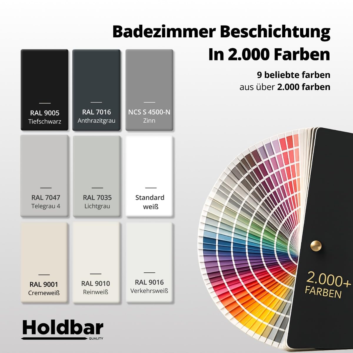 2K PU Badezimmer Beschichtung Reinweiß (Ral 9010) 1 Kg - Wasserfest - Geeignet für Duschkabine - Fliesenfarbe badezimmer - 2 komponenten beschichtung - Farbe für Wand & Boden