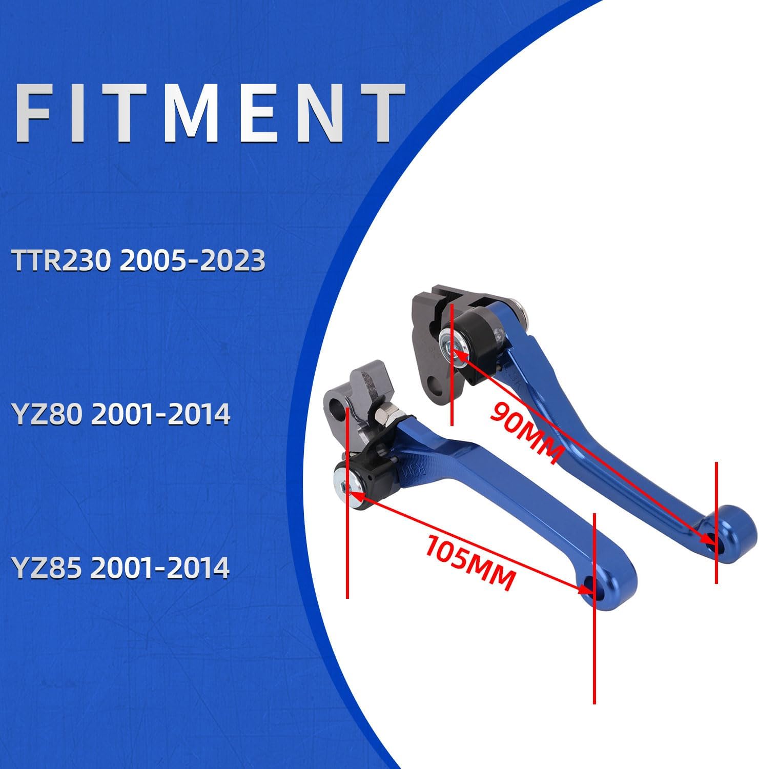 Motorcycle Brake Clutch Lever Pivot Levers Set Adjustable CNC for TTR230 TTR 230 2005-2024 YZ80 YZ85 2001-2014 Dirt Pit Bike Blue